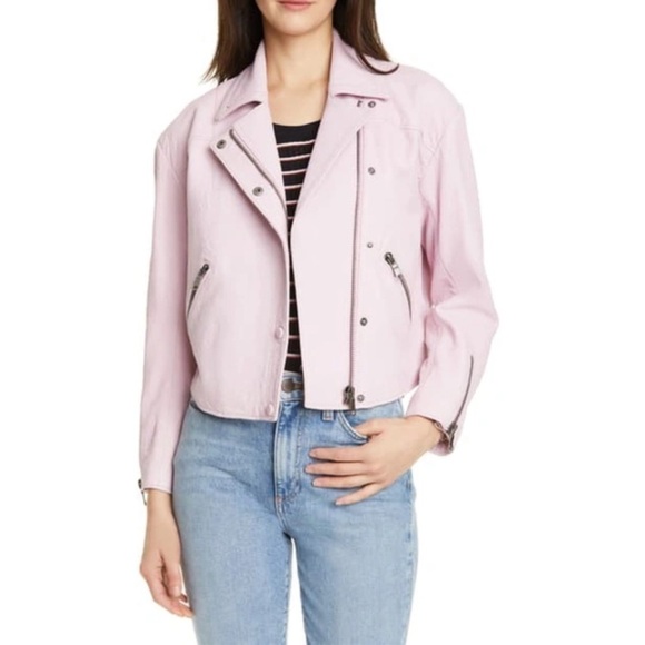 JOIE Akirako Leather Moto Jacket In Fleur D-isle - Picture 4 of 13